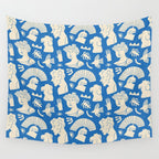 Ancient blue greek statue doodle pattern Wall Tapestry Gallery Image 4