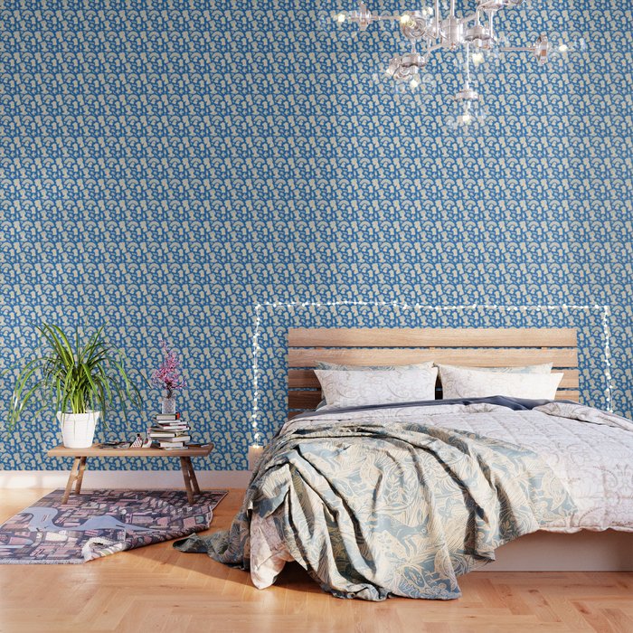 Ancient blue greek statue doodle pattern Wallpaper Gallery Image 3