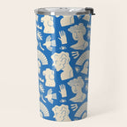 Ancient blue greek statue doodle pattern Travel Mug Gallery Image 2