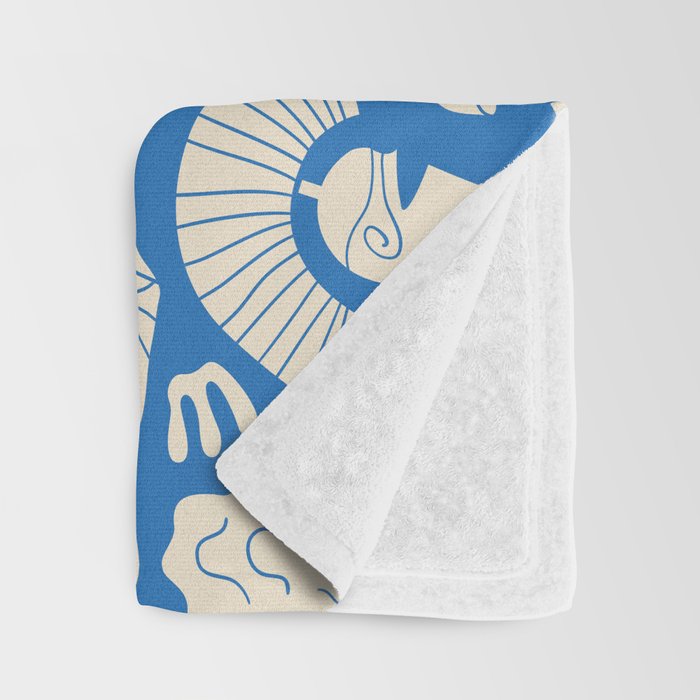 Ancient blue greek statue doodle pattern Throw Blanket Gallery Image 3