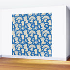 Ancient blue greek statue doodle pattern Wall Mural Gallery Image 2