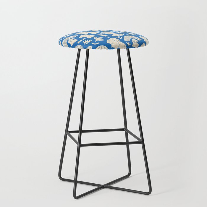 Ancient blue greek statue doodle pattern Stool Gallery Image 1
