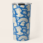 Ancient blue greek statue doodle pattern Travel Mug Gallery Image 1