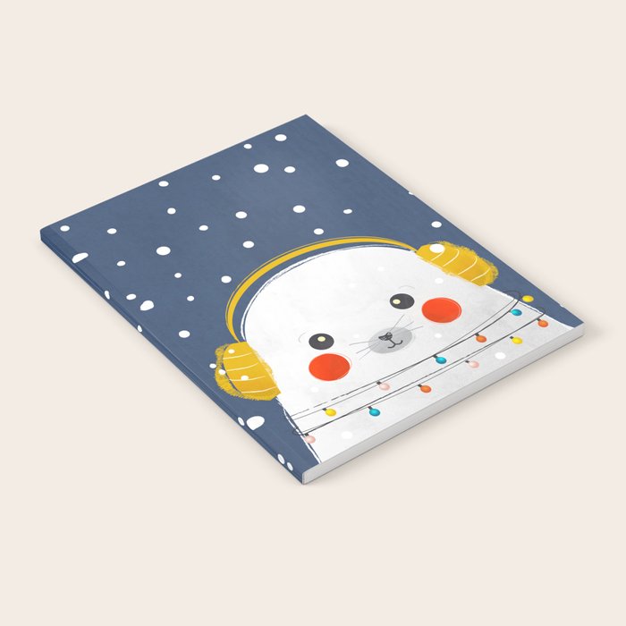 Christmas Baby Seal with fairy lights Notebook Gallery Image 2