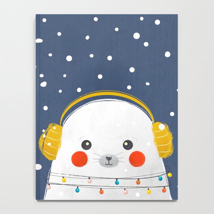 Christmas Baby Seal with fairy lights Notebook Gallery Image 4