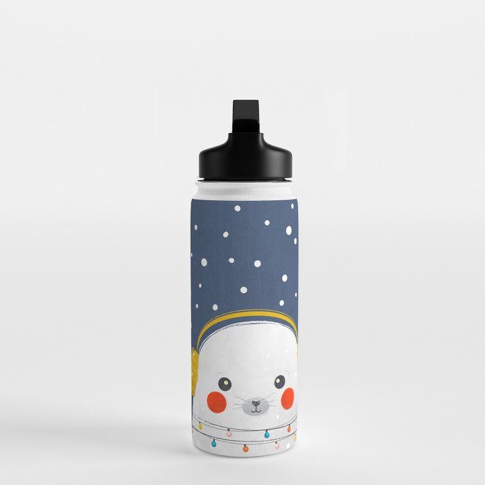 Christmas Baby Seal with fairy lights Water Bottle Gallery Image 3