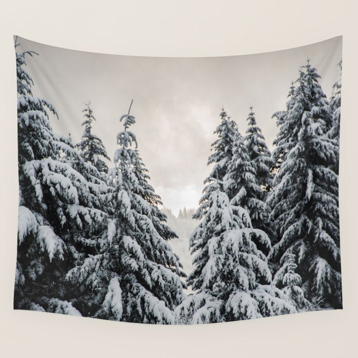 Winter Woods II - Snow Capped Forest Adventure Nature Photography Wall Tapestry Gallery Image 4