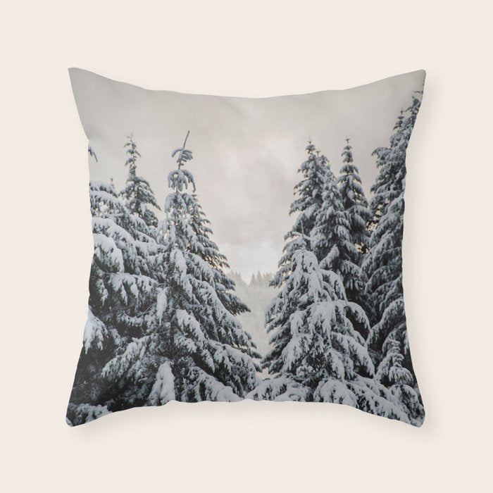 Winter Woods II - Snow Capped Forest Adventure Nature Photography Throw Pillow Gallery Image 6