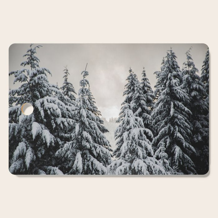 Winter Woods II - Snow Capped Forest Adventure Nature Photography Cutting Board Gallery Image 1