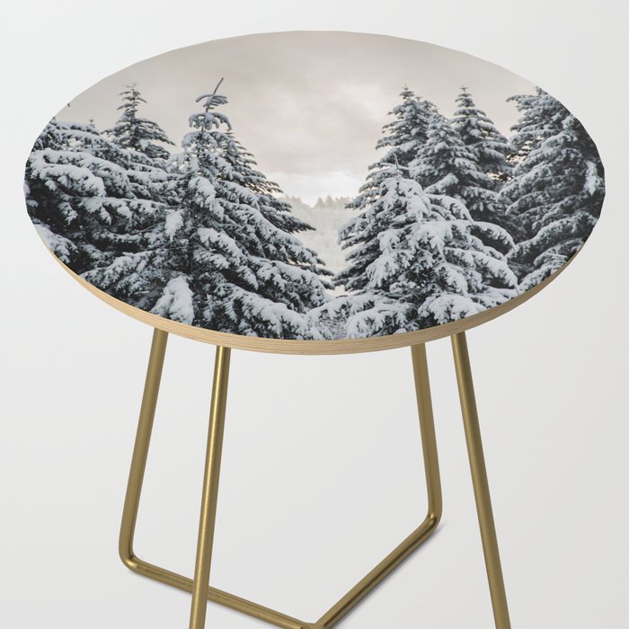 Winter Woods II - Snow Capped Forest Adventure Nature Photography Side Table Gallery Image 2