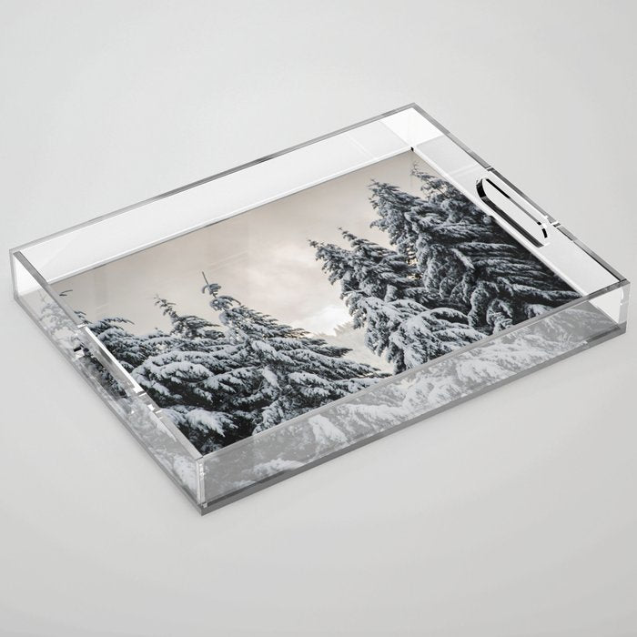 Winter Woods II - Snow Capped Forest Adventure Nature Photography Acrylic Tray Gallery Image 1