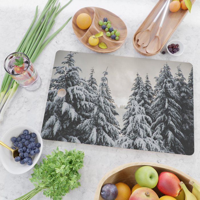 Winter Woods II - Snow Capped Forest Adventure Nature Photography Cutting Board Gallery Image 2