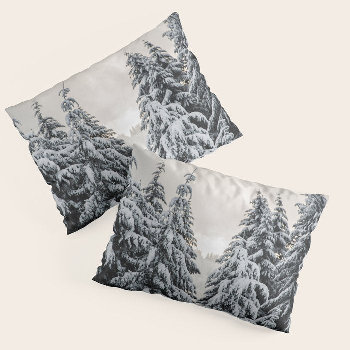 Winter Woods II - Snow Capped Forest Adventure Nature Photography Pillow Sham Gallery Image 1