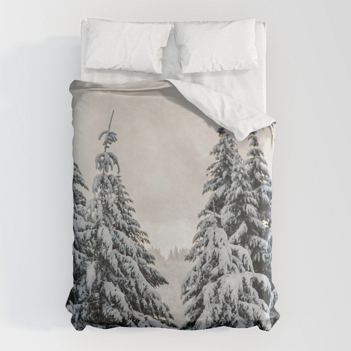 Winter Woods II - Snow Capped Forest Adventure Nature Photography Duvet Cover Gallery Image 6