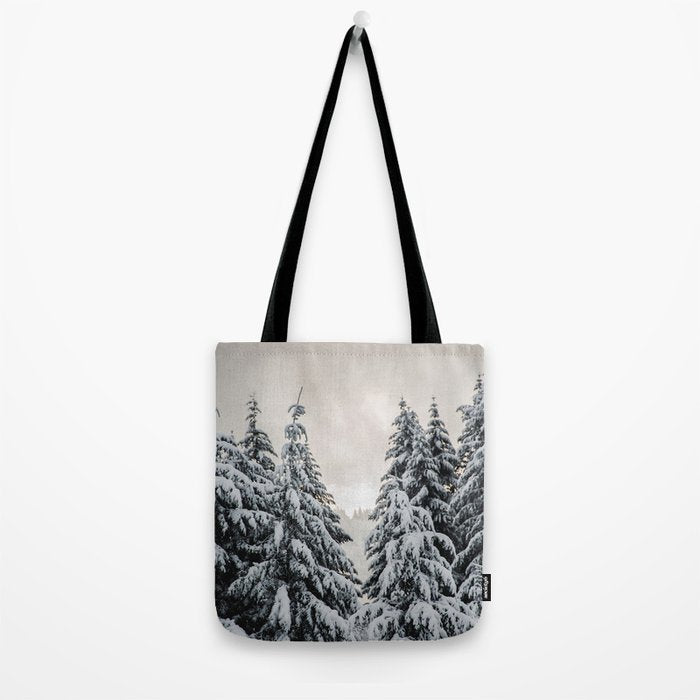 Winter Woods II - Snow Capped Forest Adventure Nature Photography Tote Bag Gallery Image 2