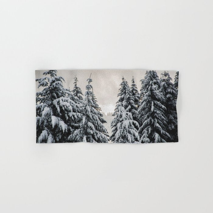 Winter Woods II - Snow Capped Forest Adventure Nature Photography Bath Towel Gallery Image 1