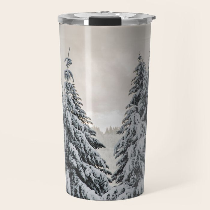 Winter Woods II - Snow Capped Forest Adventure Nature Photography Travel Mug Gallery Image 1