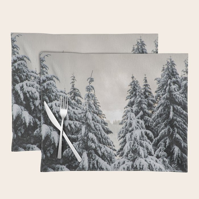 Winter Woods II - Snow Capped Forest Adventure Nature Photography Placemat Gallery Image 1