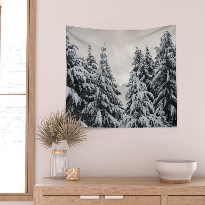 Winter Woods II - Snow Capped Forest Adventure Nature Photography Wall Tapestry Gallery Image 2