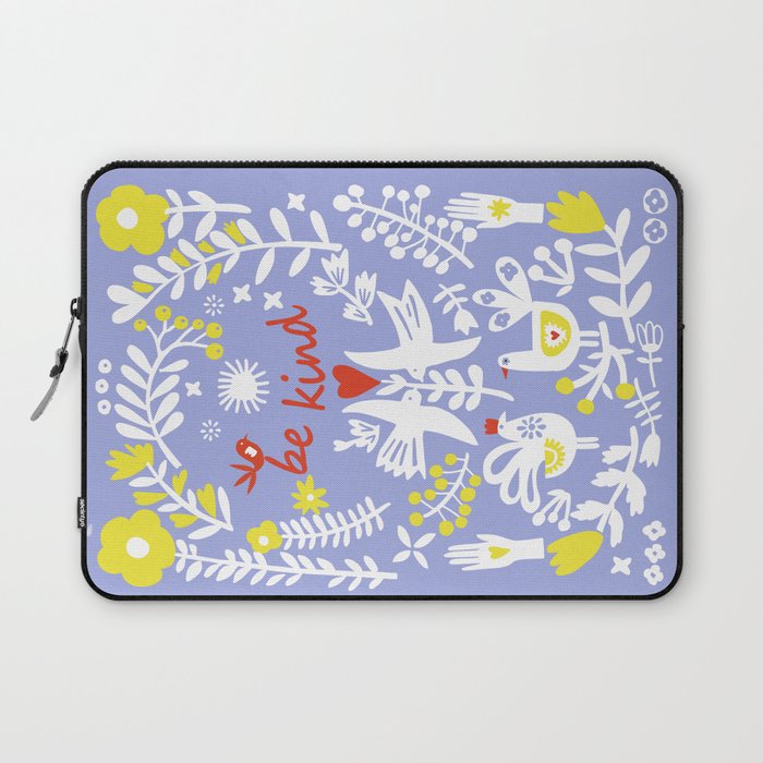 be kind - scandinavian folk art illustration Laptop Sleeve Gallery Image 1