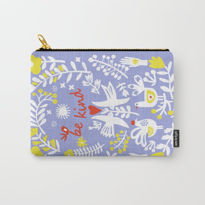be kind - scandinavian folk art illustration Carry All Pouch Gallery Image 1