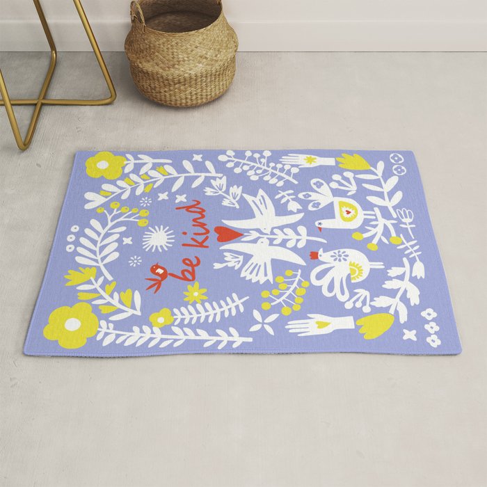 be kind - scandinavian folk art illustration Rug Gallery Image 1