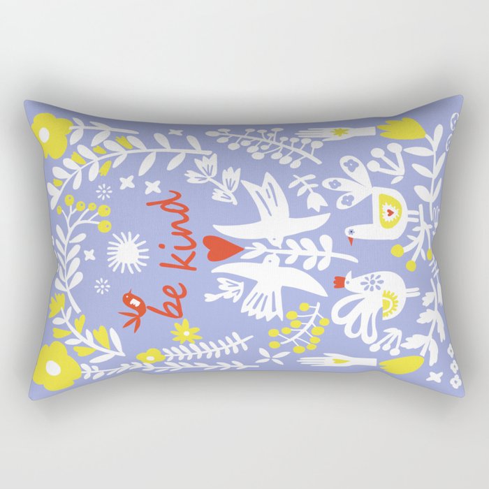 be kind - scandinavian folk art illustration Rectangular Pillow Gallery Image 1