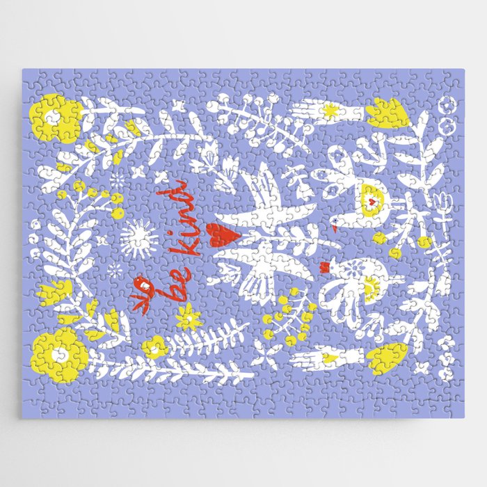 be kind - scandinavian folk art illustration Jigsaw Puzzle