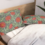 Arts and crafts red chrysanthemum pattern Pillow Sham Gallery Image 2