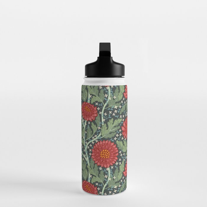 Arts and crafts red chrysanthemum pattern Water Bottle Gallery Image 3
