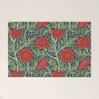 Arts and crafts red chrysanthemum pattern Welcome Mat Gallery Image 1
