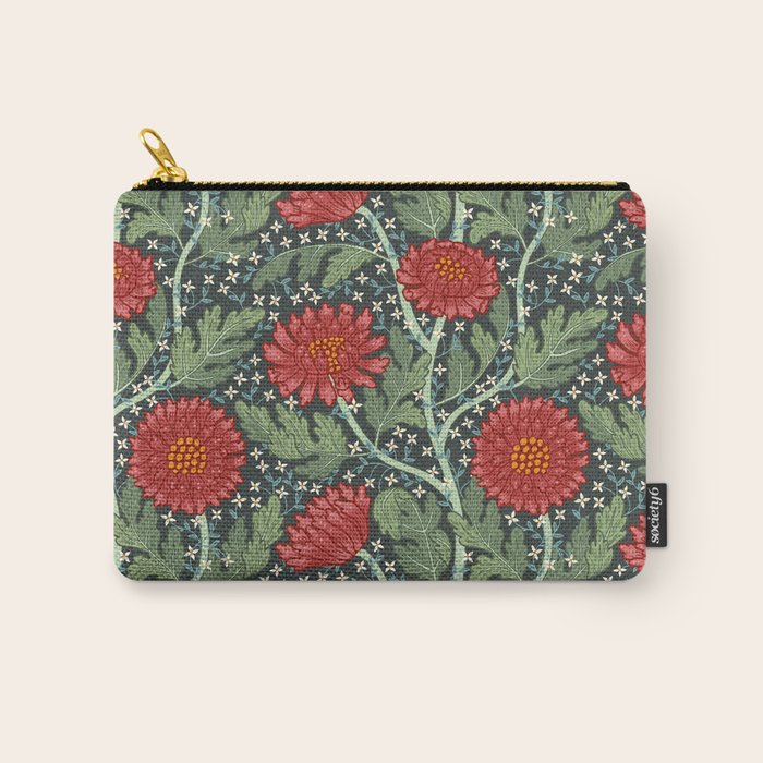 Arts and crafts red chrysanthemum pattern Carry All Pouch Gallery Image 1