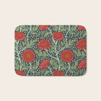 Arts and crafts red chrysanthemum pattern Bath Mat Gallery Image 1