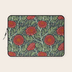 Arts and crafts red chrysanthemum pattern Laptop Sleeve Gallery Image 1