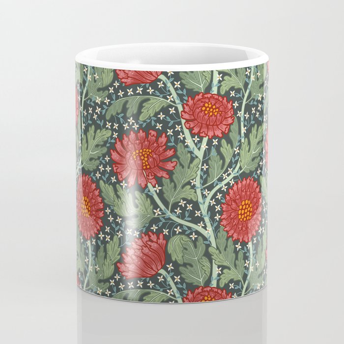 Arts and crafts red chrysanthemum pattern Coffee Mug Gallery Image 4
