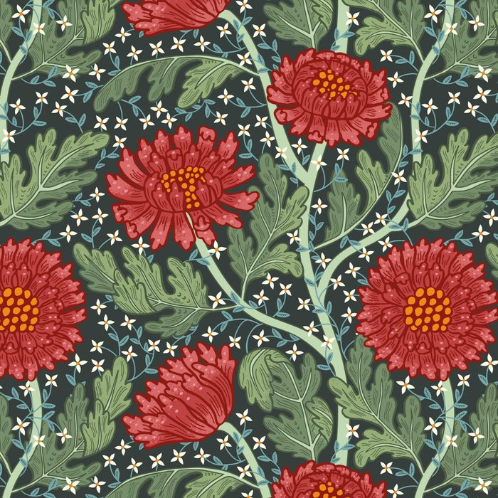 Arts and crafts red chrysanthemum pattern Coffee Mug Gallery Image 2