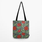Arts and crafts red chrysanthemum pattern Tote Bag Gallery Image 2