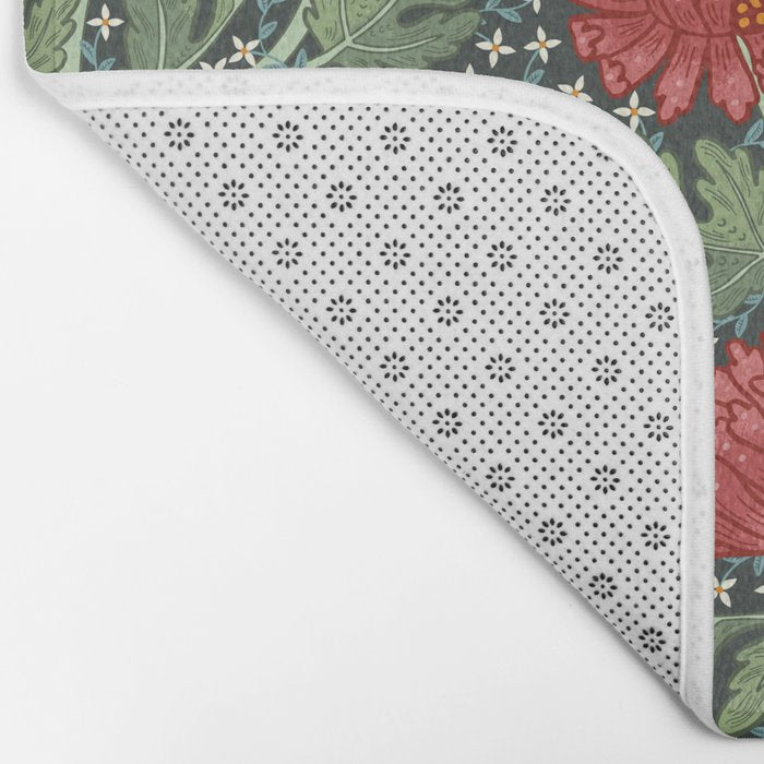Arts and crafts red chrysanthemum pattern Bath Mat Gallery Image 2