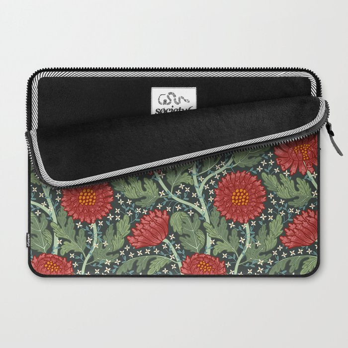 Arts and crafts red chrysanthemum pattern Laptop Sleeve Gallery Image 2