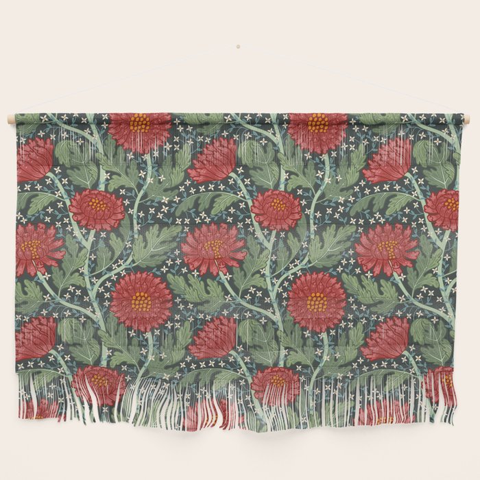 Arts and crafts red chrysanthemum pattern Wall Hanging Gallery Image 1
