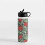 Arts and crafts red chrysanthemum pattern Water Bottle Gallery Image 1