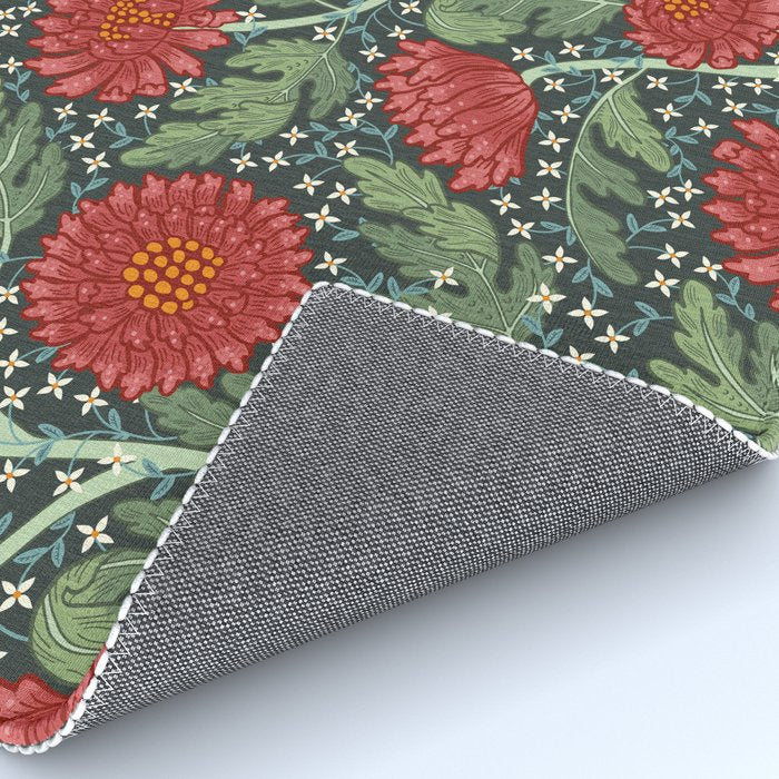 Arts and crafts red chrysanthemum pattern Rug Gallery Image 4