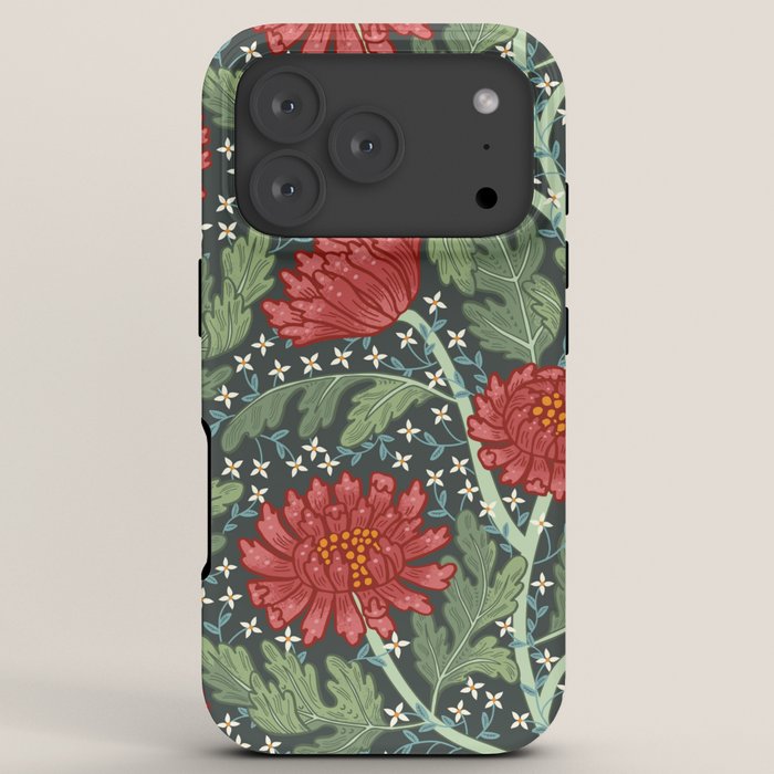 Arts and crafts red chrysanthemum pattern iPhone Case Gallery Image 7