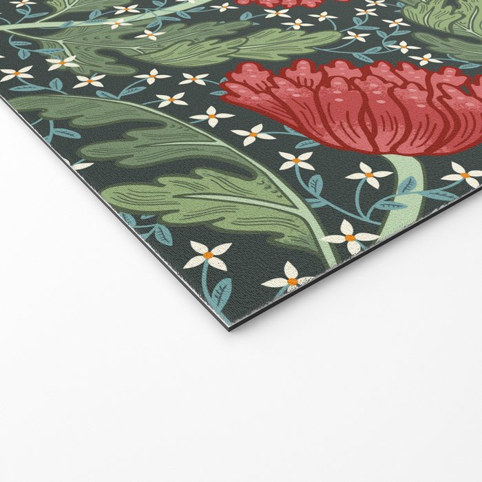 Arts and crafts red chrysanthemum pattern Welcome Mat Gallery Image 2
