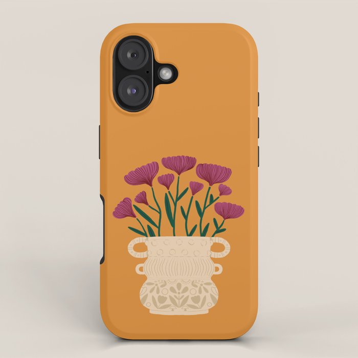 Ivory Vintage Flower Vase on Marigold iPhone Case Gallery Image 1