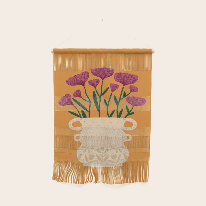 Ivory Vintage Flower Vase on Marigold Wall Hanging Gallery Image 1