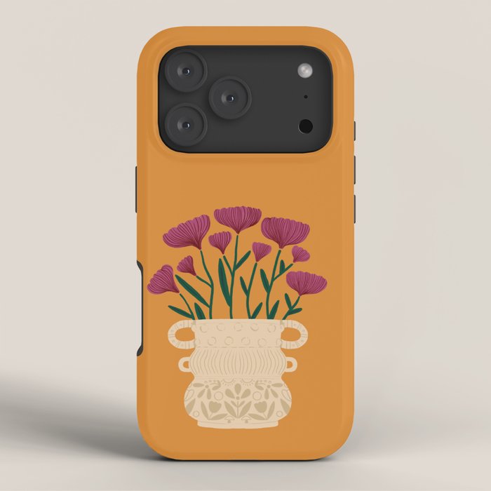 Ivory Vintage Flower Vase on Marigold iPhone Case Gallery Image 3
