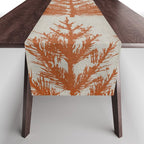 Christmas Trees and Deer, Faux Linen, Pattern, Beige, Terracotta and Blue Table Runner Gallery Image 1