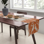 Christmas Trees and Deer, Faux Linen, Pattern, Beige, Terracotta and Blue Table Runner Gallery Image 2
