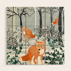 Fox Snow Walk, Animals Wildlife Winter, New Years Christmas Forest Wildlife Painting Wood Wall Art Gallery Image 1